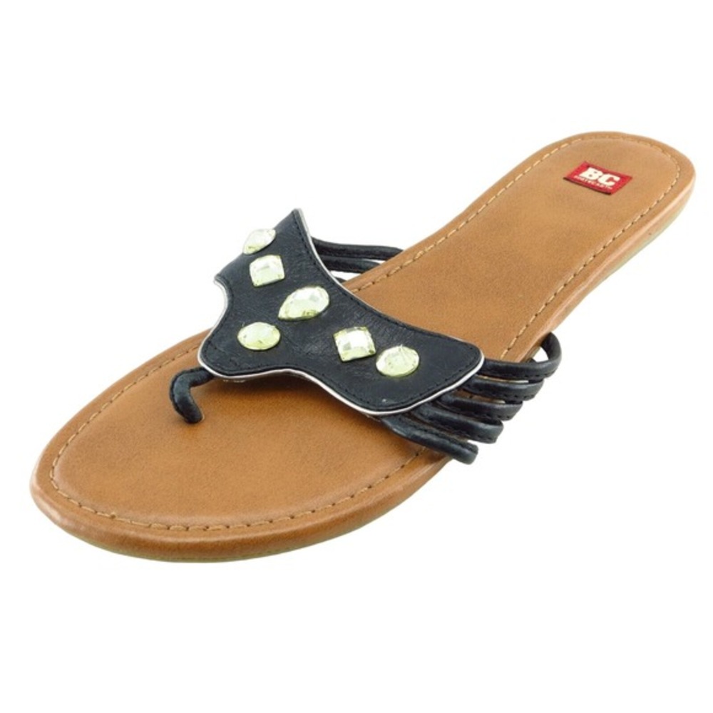 BC Footwear Size 7 M Black Flip Flop‎ Synthetic Women Sandal Shoes